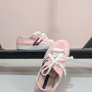 Tommy Hilfinger Pink and White Sneakers Size 7
